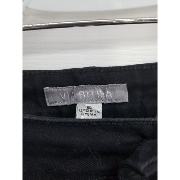 Via Ritina Black Jeans Size 6 Beaded Fringed Boho Cuffs - Picture 5 of 10